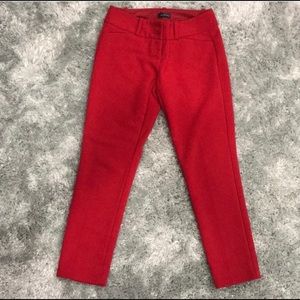Bright Red Cropped Skinny Pants